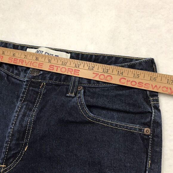 90s GAP Boot Cut Stretch Jean Women 12Reg (32x30) Dark Wash Raw Blue USA Denim - Picture 10 of 16